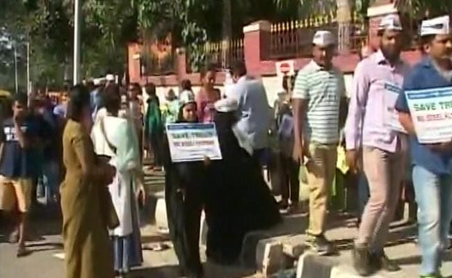 Human Chain Protest Against Steel Flyover In Bengaluru