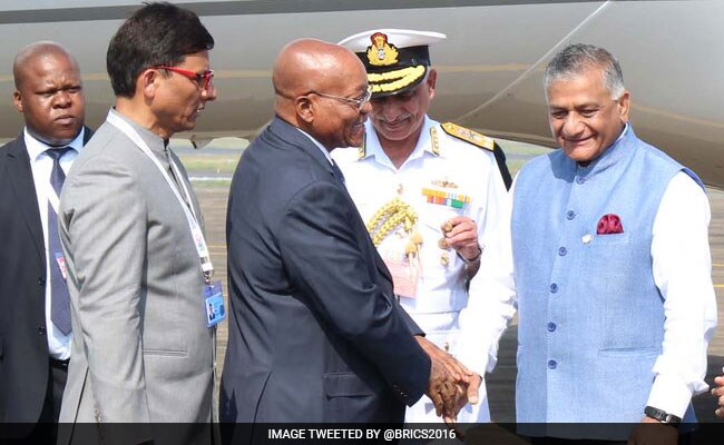 South African President Jacob Zuma Arrives In Goa For BRICS Summit
