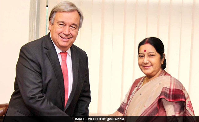 Sushma Swaraj Congratulates Ex-Portuguese PM For Winning Poll For Top UN Post Sushma Swaraj Congratulates Ex-Portuguese PM For Winning Poll For Top UN Post