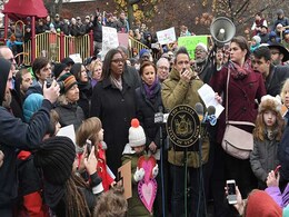 Hundreds Protest As Swastikas And 'Go Trump' Appear In New York Park Hundreds Protest As Swastikas And 'Go Trump' Appear In New York Park