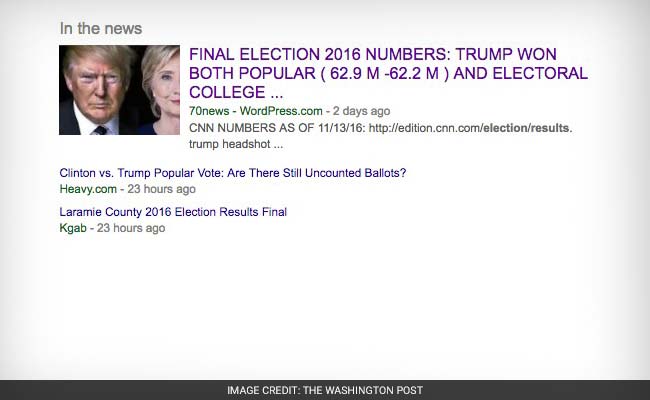 Google's Top News Link For 'Final Election Results' Goes To A Fake News Site With False Numbers