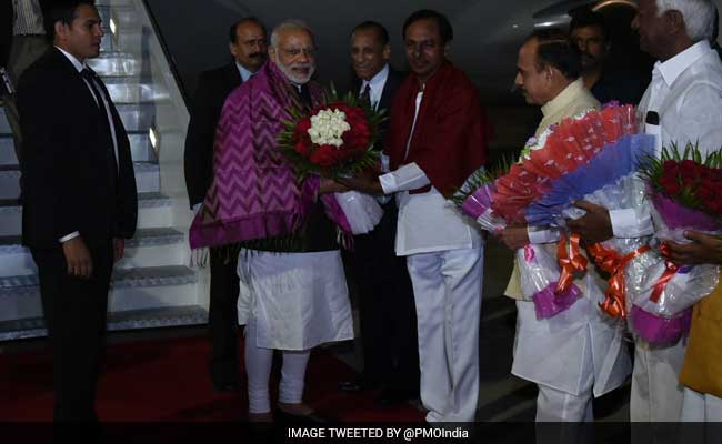 PM Modi Arrives In Hyderabad On Two-Day Visit