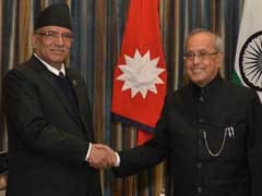 President Pranab Mukherjee Meets Nepalese Prime Minister Prachanda