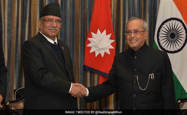 President Pranab Mukherjee Meets Nepalese Prime Minister Prachanda