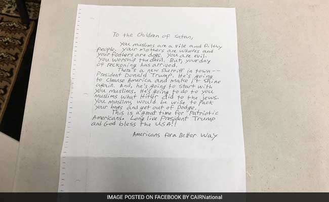 US Mosques Receive Pro-Trump Hate Letter Calling Muslims 'Filthy'