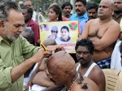 AIADMK Members Shaved Heads At Jayalalithaa Burial Site