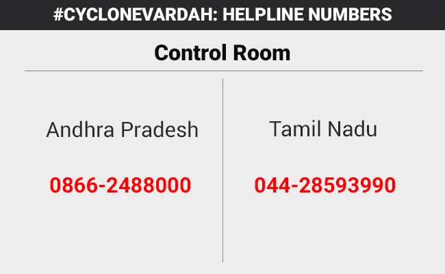 cyclone vardah helpline numbers