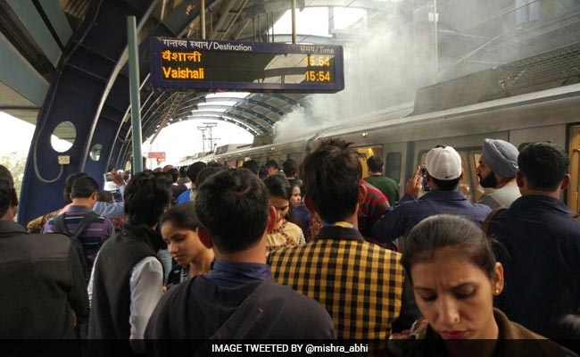 Metro Train Catches Fire At Patel Nagar Metro Station In Delhi