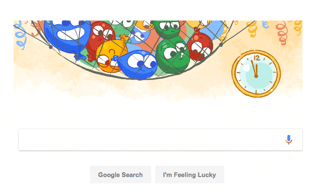 Google Doodle New Year Balloons Can't Wait For Clock To Strike 12