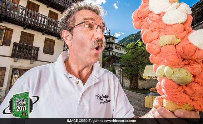 Ice-Cream Cone With 121 Scoops Sets Guinness World Record