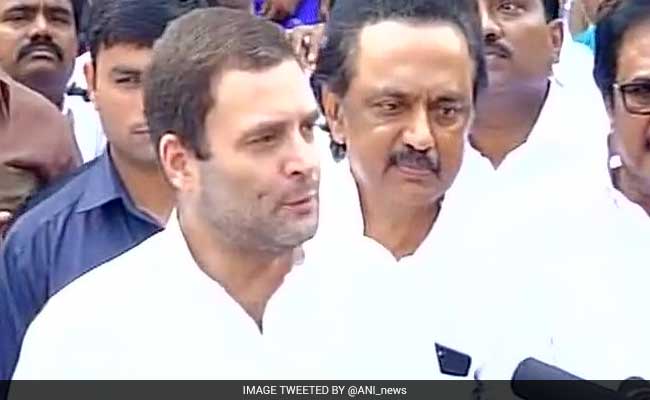 Rahul Gandhi Visits DMK Chief M Karunanidhi At Chennai Hospital, Wishes Him Speedy Recovery