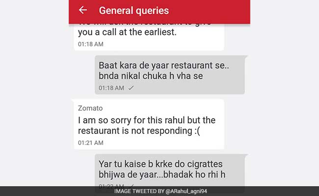 This Man's Exchange With Zomato's Customer Care Has Twitter ROFL