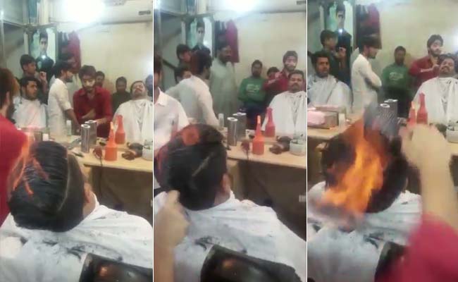 Gulp. Pakistani Stylist Gives Clients Smoking Haircuts Using Fire