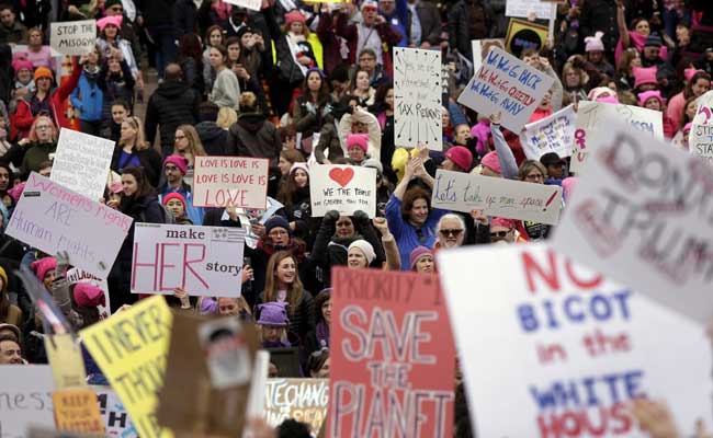 Thousands March Against Donald Trump At Sundance Festival