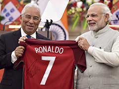PM Narendra Modi Gifted Signed Cristiano Ronaldo Jersey By Portugese Premier