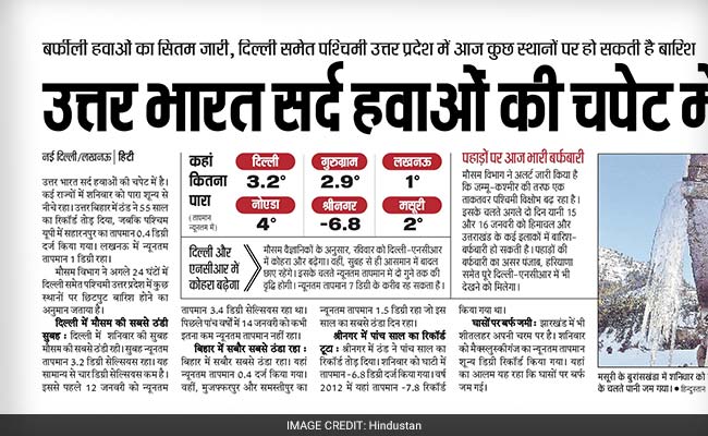 रविवार 15 जनवरी 2016 को दिल्‍ली के प्रमुख हिंदी अखबारों की सुर्खियों पर एक नजर