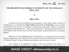 Delhi LG Returns Netaji  Subhash Institute of Technology Bill