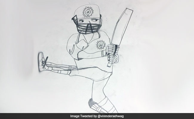 virender sehwag son ms dhoni sketch, mahendra singh dhoni fans