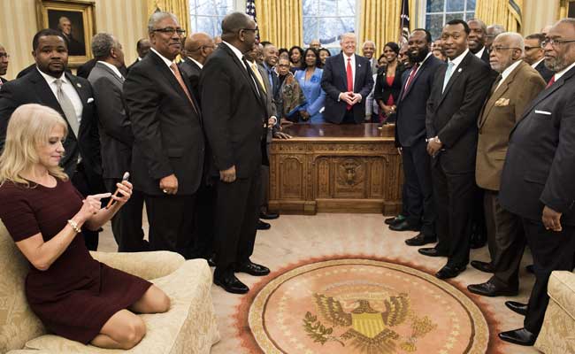Donald Trump Aide Kneels On White House Sofa With Shoes On. Twitter Explodes