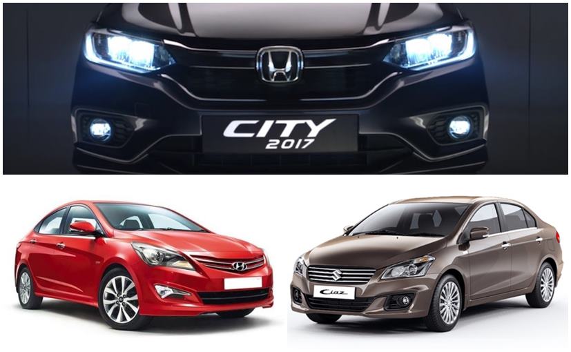 2017 Honda City vs Maruti Suzuki Ciaz vs Hyundai Verna: Specifications Comparison