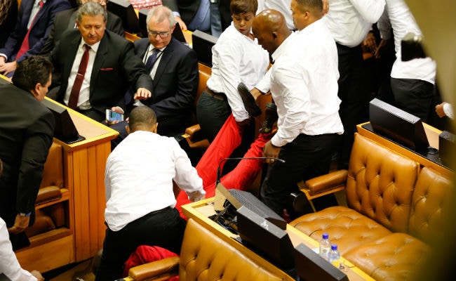 Brawl Breaks Out Between Guards And Lawmakers In South African Parliament