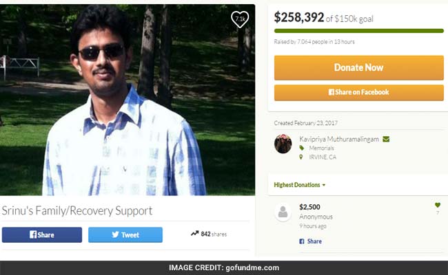 कनसास में मारे गए भारतीय के लिए फंड जोड़ने का ऑनलाइन प्रयास, 12 घंटों में मिले 250,000 डॉलर