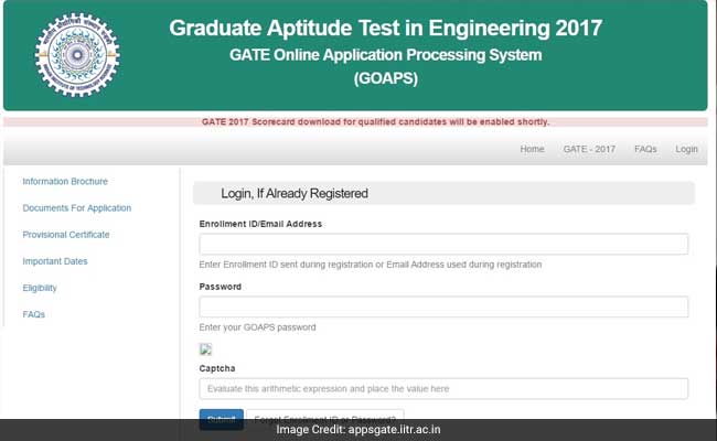 gate 2017 results page