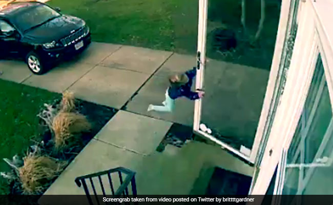 CCTV Captures Moment 4-Year-Old Is Nearly Blown Away By Strong Winds