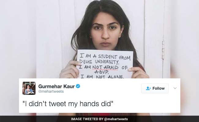 Gurmehar Kaur Takes a Dig At Randeep Hooda, Says 'I Didn't Tweet, My Hands Did'