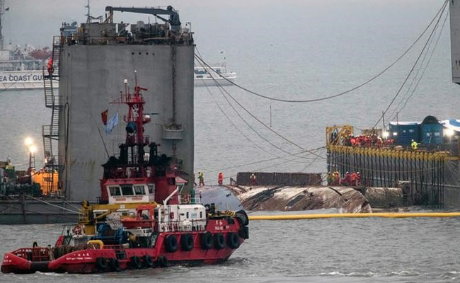 Overloaded South Korean Ferry Sunken 3 Years Ago Emerges In Grey Sea