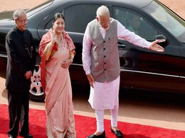 Prime Minister Narendra Modi, Sushma Swaraj Meet Nepal President In Delhi Prime Minister Narendra Modi, Sushma Swaraj Meet Nepal President In Delhi