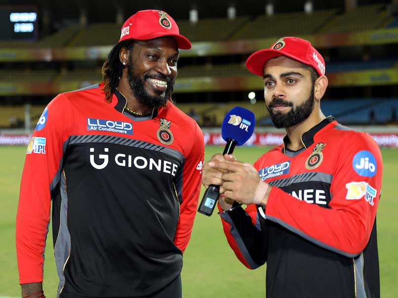 Virat Kohli is seen taking Chris Gayle's interview after the match© Facebook