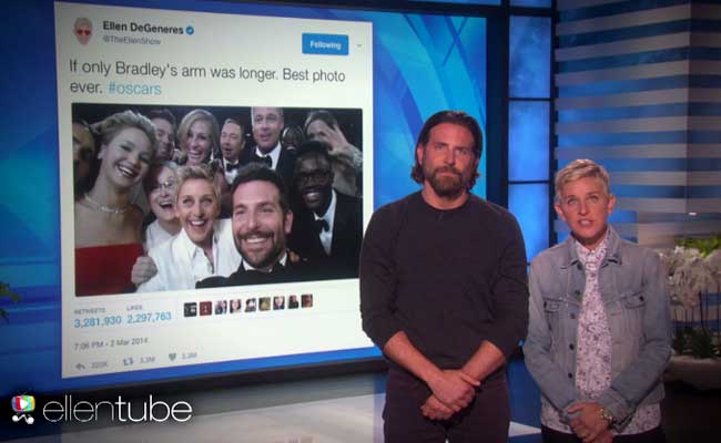 With Oscar Selfie Tweet In Jeopardy, Ellen DeGeneres Asks For Bradley Cooper's Help