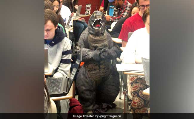 This Professor Brought Her Son To Class Dressed As Godzilla. He's Viral