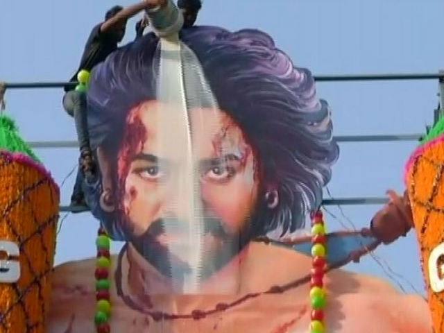 <i>Baahubali 2</i> Releases To Rajinikanth-Style Welcome - Fireworks, Milk On Posters