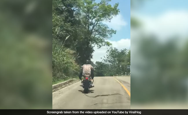 बाइक से फर्राटा भर रहे शख्स पर सांप ने उड़कर किया अटैक, और फिर...