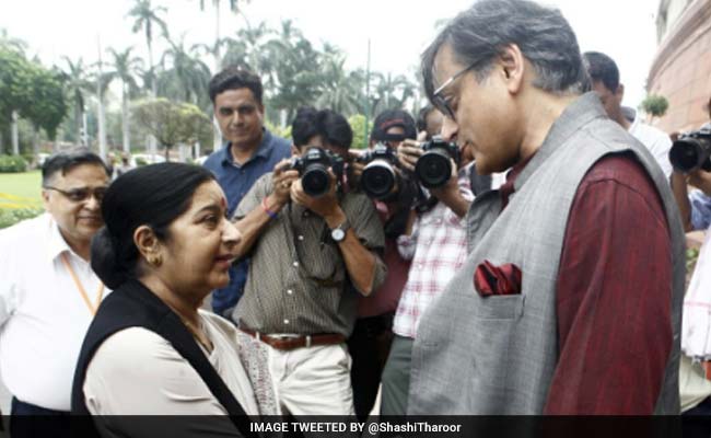 'False, Mischievous': Sushma Swaraj On Reports Of Shashi Tharoor Helping With Pak Draft