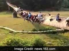 Scary Video Shows Swinging Bridge Tilted To One Side, 20 Tourists On It
