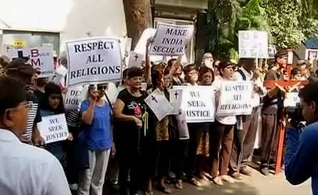 Catholics Protest In Mumbai's Bandra Over Demolition Of Holy Cross