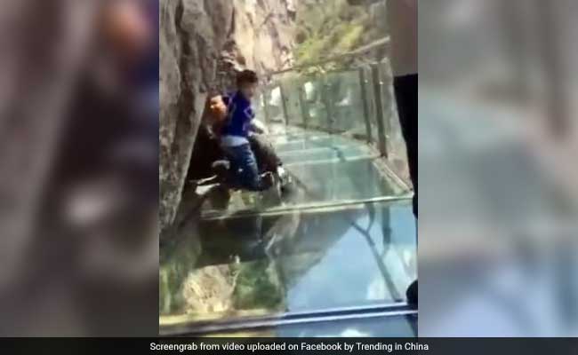 Brave Child Drags Petrified Dad Along Glass Skywalk In Hilarious Video