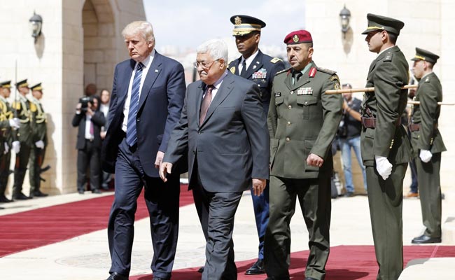 Donald Trump Arrives For Talks With Palestinian Leader Mahmud Abbas In Bethlehem