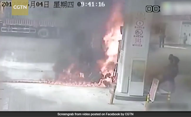 Man Sets Bike On Fire At Gas Station. Watch What The Staff Does Next