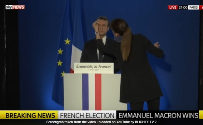 One For The Bloopers: Emmanuel Macron Practises Victory Speech. On Air.