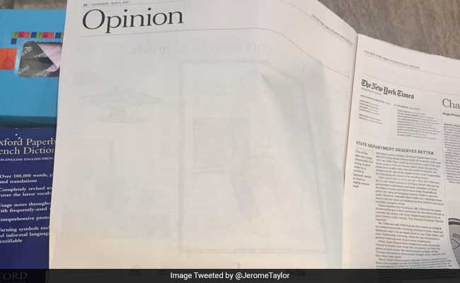 Blank Space Replaces New York Times Article Criticising Pakistani Army