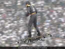 No, Not Special Effects. Man Flies In On Drone Before Football Match No, Not Special Effects. Man Flies In On Drone Before Football Match