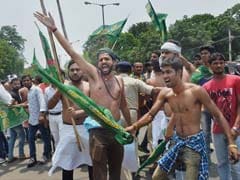 Shirtless Protest By Lalu Yadav's Partymen At BJP Office Day After Raids