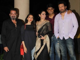 <i>Bhoomi</i> Done. Sanjay Dutt Celebrates With Maanyata And Co-Star Aditi Rao Hydari <i>Bhoomi</i> Done. Sanjay Dutt Celebrates With Maanyata And Co-Star Aditi Rao Hydari