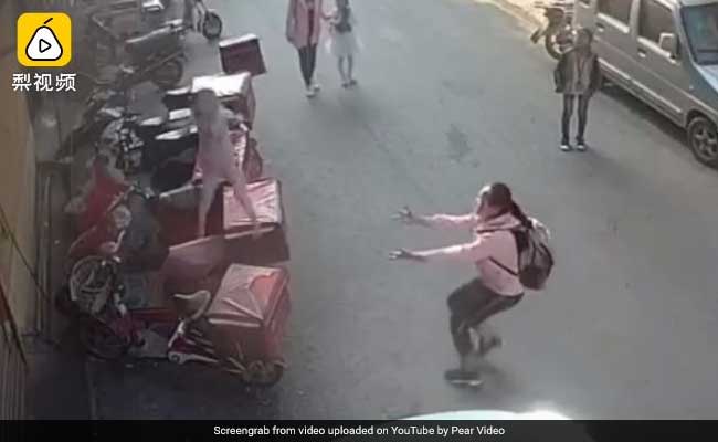 On Camera, Schoolgirl Tries To Catch Toddler Falling From Third Floor