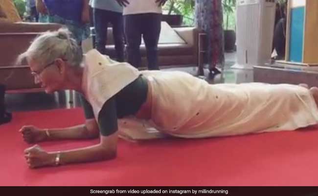 Milind Soman's Mom, 78, Pulls Off A Plank Wearing A Sari. Push-Ups Next