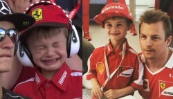 Young Ferrari Fan's Tears Turn Into Smiles As He Meets Kimi Raikkonen